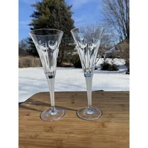 Waterford Crystal Millenium Series LOVE Champagne Flutes with Frosted Stem ~2